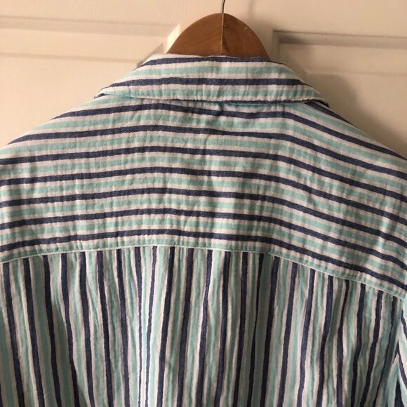 Soft Surroundings Blouse Aqua Blue Stripe Escambia Gauze Tunic Shirt Size 3X - Picture 8 of 13